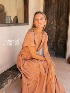 Bohemian Maxi Shirt Dress Buttoned Goddess Dress image 6 Brown Peasant Summer Dress, Cotton Peasant Maxi Dress For Summer, Women Ball Gown, White Summer Dress Boho, Eco Clothing, Fashion Crafts, Bohemian Maxi, Goddess Dress, Maxi Shirts