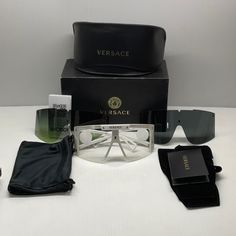 Versace Woman Large Sunglasses 4393 New Authentic 100%. Large Hard Box Has Little Wear Inside Box And Sunglasses Brand New. Any Question Please Contact Us. Thanks Large Sunglasses, Versace Accessories, Sunglasses Brand, Sunglasses Branding, Sunglasses Accessories, Versace, Lenses, In Italy, Women Accessories