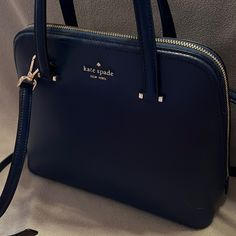 A Kate Spade Bag, With A Strap Add On To Add Extra Length. Navy Blue. Never Been Used. In Mint Condition! Luxury Kate Spade Shoulder Bag For Formal Occasions, Navy Blue Purse, Navy Blue Handbags, Navy Blue Bag, Navy Purse, Kate Spade Purse Black, Casual Purse, Navy Bag, Kate Spade Shoulder Bag