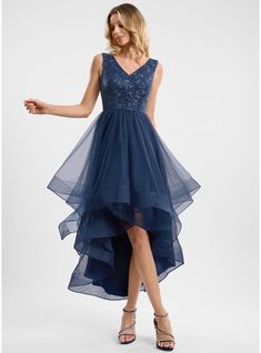 JJ's House Sequins Lace V-Neck Fall Spring Summer Winter A-line Plus General Back Zip V Back Sweet & Flow High Low Navy Blue Height:5.8ft（176cm） Bust:32in（82cm）Waist:24in（61cm）Hips:35in（89cm） Asymmetrical Blue Sleeveless Cocktail Dress. #JJ's House #Sequins #Lace #VNeck #Fall #Spring #Summer #Winter #Aline #Plus #General #BackZip #VBack #Sweet&Flow #HighLow #NavyBlue #Asymmetrical #Blue #Sleeveless #CocktailDress Blue High Low Dress, High Low Prom Dresses, Dress With Sequins, Mother Of Groom Dresses, Lace Cocktail Dress, Chiffon Evening Dresses, Lace Chiffon, Cocktail Dress Lace, Groom Dress