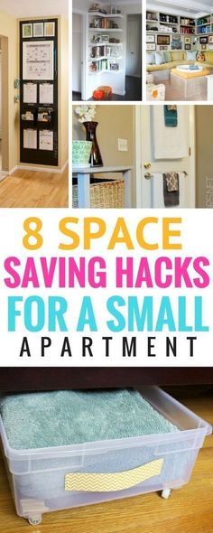 8 Space Saving Hacks For Your Small Apartment - Learn how to create more space for small spaces with these great organization hacks | Organization Tips For Small Spaces Apartment Hacks Organizing, Space Saving Apartment, Small Apartment Organization, Small Room Organization, Diy Space Saving, Apartment Hacks, Space Saving Hacks, Craft Storage Organization, Apartment Storage