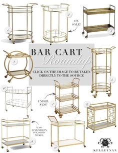 the bar cart roundup is an easy way to organize your home