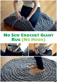 the instructions for how to make a giant crochet giant rug no hooks