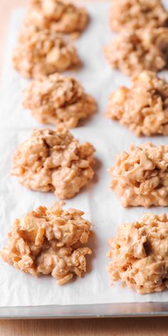 Rice Krispie Cluster with peanut butter and mini marshmallows on a baking sheet for dessert