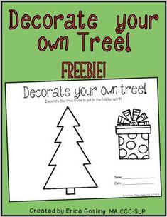 a christmas tree with presents on it and the words decorate your own tree freebie