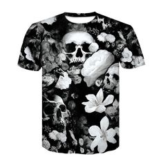 3D Dead Skeleton Print Men's Casual Short Sleeve Graphic T-shirt - Black - 3S82531012 - Men's Clothing, Men's Tops & T-Shirts, Men's T-Shirts  #MensTShirts #Men's #Clothing # #Men's #Tops #& #TShirts # #Men's #TShirts Skulls Flowers, Skull Clothing, Staple Wardrobe Pieces, Rock Punk, Tee Shirt Homme, Flower Skull, Skull Tshirt, 3d T Shirts, Wearing Clothes