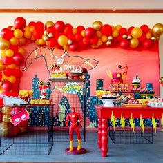 a birthday party with balloons and decorations