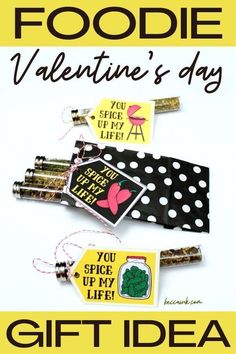 the cover of foodie valentine's day gift idea is shown in black and yellow