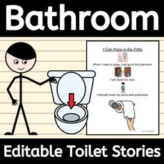 This bundle of EDITABLE bathroom social skills stories is great to help target toileting behaviors such as peeing, pooping, and potty training. Special education teachers, parents, and ABA professionals will find these visuals helpful for using the toilet. Great to pair with other strategies in a behavior intervention plan for both boys and girls.Your bundle will include:5 editable social narrative stories targeting:Potty trainingPeeing (boy version)Peeing (girl version)PoopingI don't need diape Potty Training Visuals, Behavior Intervention Plan, Task Analysis, Narrative Story, Behavior Interventions, Learning Printables, Social Stories, Special Education Teacher, Social Emotional Learning