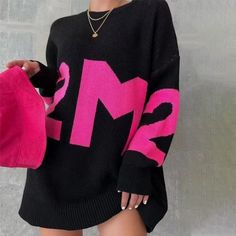 Tavimart Women Letter Printed Loose Knitted Sweater Female O-neck Casual Streetwear Sweatshirt Ladies Winter Pullover Street Clothes A STYLE SIZE CHART Material information: SIZE one size S M L XL XXL 3XL 4XL bust（cm） 120 sleeve Length（cm） 47 top length（cm） 83 waist（cm） 122 Note: 1 inch=2.54 cm Size mearsured by ourselves ,so sometimes it has 1-3cm mistakes. Please check the size carefully before you buy ;if you are not sure about size,please contact us first .Thanks! 01 SIZE CHART SIZE S M L bu Knit Long Sleeve Sweater With Letter Print, Spring Letter Print Knit Sweater, Knit Sweater With Letter Print And Long Sleeves, Spring Knit Sweater With Letter Print, Pink Letter Print Sweater For Winter, Casual Knit Sweater With Letter Print, Oversized Knit Tops With Letter Print, Trendy Red Sweater With Letter Print, Pink Letter Print Crew Neck Sweater