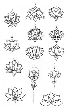 lotus flower tattoo designs on white paper