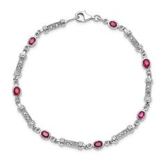 925 Sterling Silver Composite Red Ruby Diamond Bracelet 7 Inch Gemstone Fine Jewelry Gifts For Women For Her Bracelets IceCarats.com Designer Jewelry Gift USA Hallmarked Sterling Silver Diamond Bracelet, Sterling Silver Fine Jewelry Bracelets, Oval Sterling Silver Bracelet In Fine Jewelry Style, Fine Jewelry Sterling Silver Oval Bracelet, Elegant Oval Sterling Silver Bracelet, Sterling Silver Bracelet With Gemstone, Oval Sterling Silver Bracelet With Clasp, Sterling Silver Bracelet For Formal Occasions, Sterling Silver Gemstone Bracelets For Formal Occasions