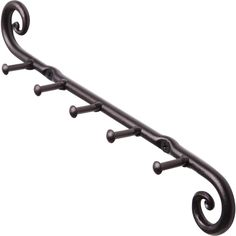 a black iron shelf bracket with three hooks