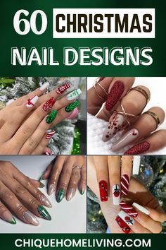 Merry Christmas Nails 2023, Christmas Nails 2023 Red, Christmas Nail Designs 2023, Red And Green Christmas Nail Designs, Green And Red Christmas Nails, Red And Green Christmas Nails, Christmas Themed Nails, Red Sparkly Nails, Wonderland Nails