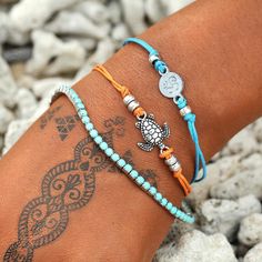 Boho Turtle Bracelet Stack bracelet Boho Peak Handmade Anklets, Animal Bracelet, Turtle Bracelet, Turtle Charm, Turtle Pendant, Bohemian Bracelets, Beaded Material, Bangle Set, Sea Glass Jewelry