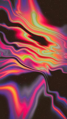 an abstract painting with wavy lines and colors