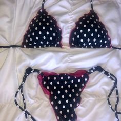 Authentic And Direct From Brazil. Hypnotize Brand Bikini In Size G (Large) But A Brazilian Large Is Equal To A Medium In America. The Material They Use Is Amazing And Not Like The Swimwear Here. Cups Have Removable Lining And There Are Gold Detail Accent Pieces On Top And Ties As Well As Back Of Rouched Bottom. The Color Is Navy And White With Pink Trim, For Some Reason My Iphone Makes It Look Black Polka Dot Swimwear For Summer Vacation, Polka Dot Summer Swimwear For Beach, Polka Dot Swimwear For Poolside, Polka Dot Triangle Top Swimwear For Beach Season, Polka Dot Summer Swimwear For Pool, Casual Polka Dot Swimwear For Summer, Polka Dot Swimwear For Beach Season, Polka Dot Triangle Top Swimwear For Beach, Polka Dot Beachwear Swimwear For Beach Season