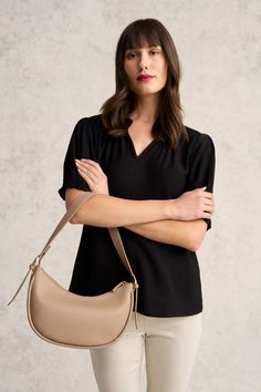 Your new everyday bag is here. Say enchanté to the Sienna Hobo Shoulder Bag. Crafted from vegan leather in Taupe with a soft pebbled look, this half-moon bag is designed to keep all your essentials safe and secure. Versatile Everyday Faux Leather Baguette Bag, Versatile Beige Baguette Bag In Soft Leather, Versatile Faux Leather Hobo Bag Crossbody, Versatile Faux Leather Baguette Bag With Removable Pouch, Versatile Faux Leather Crossbody Hobo Bag, Versatile Beige Hobo Bag For Work, Chic Everyday Faux Leather Baguette Bag, Versatile Beige Faux Leather Hobo Bag, Versatile Textured Leather Hobo Bag