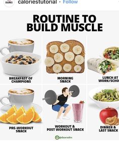 Transform your physique with this muscle-building routine! Designed for all fitness levels, this plan combines effective strength training exercises with proper nutrition tips to help you gain muscle, increase strength, and enhance overall fitness. Get ready to see results and push your limits! 💪🏋️‍♂️ #BuildMuscle #StrengthTraining #MuscleGain #FitnessRoutine #WorkoutPlan #StrengthBuilding #FitnessGoals #GymRoutine #BodyBuilding #HealthyLiving Calorie Cycling, Bulking Meals, Food To Gain Muscle, Preworkout Snack, Detox Smoothie Recipes, Healthy High Protein Meals, Foods And Drinks, Post Workout Snacks