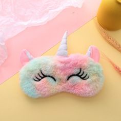 Cute Unicorn Plushy Sleep Masks Kids Sleep Mask, Cute Sleep Mask, Unicorn Eyes, Sleeping Masks, Unicorn Slippers, Mask Cute, Cartoon Eyes, Silk Eye Mask, Cartoon Unicorn