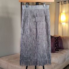 Very Chic Pencil Skirt From Shabby Apple Features Gray Fringe! Fitted Pencil Mini Skirt With Fringe, Fringed Long Skirt For Party, Long Party Skirt With Fringe, Fringe Pencil Skirt For Party, Party Pencil Skirt With Fringe, Party Fringe Pencil Skirt, Pencil Skirt, Womens Skirt, Pencil