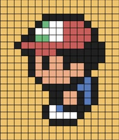 A pixel art template of Ash from Pokémon. Pokemon In Minecraft, Hama Beads Patterns Pokemon, Pokemon Pixel Art Wallpaper, Pixel Art Inspiration, Adventure Time Pixel Art, Mini Hama Beads