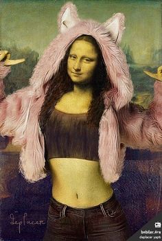 a painting of a woman wearing a cat costume