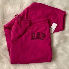 Gap Logo Fleece Joggers *New With Tags *Size Large Regular *Color: Hot Magenta *Banded Drawstring Waist *Dark Magenta Embroidered Gap Logo *Banded Ankles *Materials: Polyester, Elastane Gap Cotton Bottoms For Winter, Gap Athleisure Pants For Loungewear, Gap Athleisure Loungewear Pants, Sporty Gap Joggers For Loungewear, Fire Shoes, Clothing Board, 2000s Clothes, Gap Logo, Cute Pjs