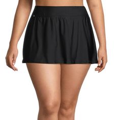 To add extra coverage to your swimming style with this ZeroXposur skirt from their women's plus collection. Made from smooth stretch-knit, this partially lined swim bottom has a comfortable elastic waistband for easy on-and-off and a side zip pocket. Features: Stretch Fabric, Comfort WaistbandClosure Type: Elastic BackPockets: 1 Front Zip PocketSwimwear Coverage: ModerateFiber Content: 80% Nylon, 20% SpandexFabric Description: KnitLining Material: PolyesterCare: Hand Wash, Line DryCountry of Ori Solid Color Swim Dress With Built-in Shorts, Black Sport Swim Skirt, Swimming Skirted Skort With Built-in Shorts, Swimming Skort With Built-in Shorts, Skirted Skort For Swimming With Built-in Shorts, Skirted Swim Dress For Pool, Stretch Skort For Pool, Solid Color Swimwear With Lined Skirt, Sporty Swim Skirt With Wide Waistband