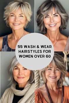 Wash & Wear Hairstyles for Women Over 60 >>> Go for a modern take on a classic, like a short shag with piecey bangs! This sprightly style features extra texture for totally easy styling and piecey bangs to top it all off with a little edge. Click here to check out more women over 60 are loving these stunning wash & wear hairstyles. Piecey Bangs, Silver Hair Dye, Grey Curly Hair, Swept Bangs, Short Shag, Natural Gray Hair