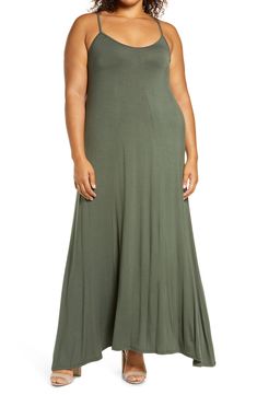 As comfortable as it is cute, this soft-flowing jersey maxi in an shoulder-flaunting slipdress style is the perfect pack-up for sunny getaways. Style Name:Loveappella A-Line Maxi Dress (Plus Size). Style Number: 5338549. Available in stores. Casual Spaghetti Strap Maxi Dress For Loungewear, Casual Maxi Dress With Spaghetti Straps For Loungewear, Summer Stretch Rayon Maxi Dress, Solid Sleeveless Rayon Maxi Dress, Stretch Maxi Dress For Summer Loungewear, Olive Dress, A Line Maxi Dress, Green Maxi, Khaki Dress