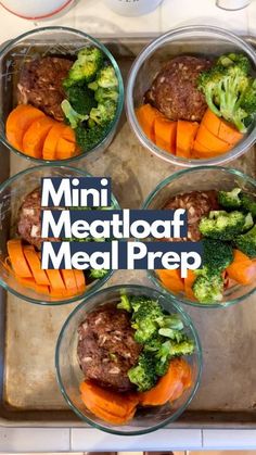 four glass bowls filled with meat and veggies