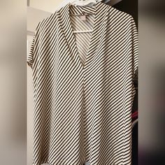 H&M Striped Dress Shirt. Size L. Nwot. H&m Short Sleeve Work Tops, H&m Short Sleeve Tops For Work, H&m Summer Office Tops, H&m Short Sleeve Blouse For Day Out, Chic H&m Shirt For Summer, Stripe Dress, Shirt Color, Striped Dress, Dress Shirt