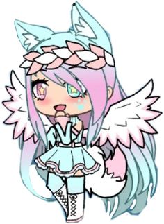 an anime character with pink hair and angel wings