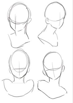 how to draw the head and shoulders of a woman in different positions, from front to back