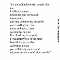 a poem written in black and white with the words, do not fall in love with people