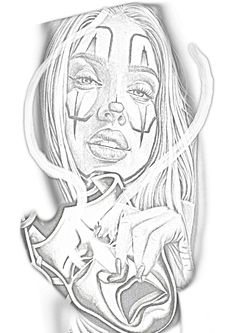 a drawing of a woman with tattoos on her face