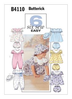 the sewing pattern for this baby's dress and bonnet is easy to sew