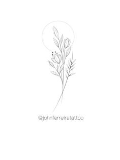 a black and white drawing of a flower on a white background with the words john ren rierattoo above it