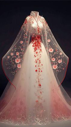 Traditional Asian Dress, 파티 드레스, Old Fashion Dresses, Dress Design Sketches, Fantasy Gowns, Anime Dress, Pretty Prom Dresses