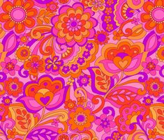 an orange and pink floral background