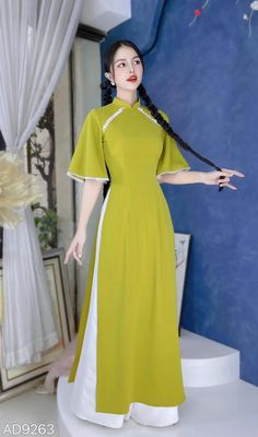 🌿 This set includes traditional Ao Dai, pants. Style: Modernized Material: Very well made with high-quality lụa mỹ Collar: traditional collar Please provide bust-waist-and hip measurements when placing your order to ensure the best fit for you. 🌿 NOTE: * Recommend gentle washing * Please contact us for any inquiries about size. We don't have an exchange policy for the wrong size * It is safe for a washer and dryer in a "delicate" setting. * Actual Ao Dai colors may differ up to 10% due to lightning and viewing devices. * These ao dai pants are made based on Vietnamese size; they will run smaller than American size. 🌿 Return and Exchange Policy: I do not accept cancellations, returns, and exchanges. However, for a special case, I can exchange the size of that /ao dai when available not a Vietnamese Dress Ao Dai, Ao Dai Vietnamese, Vietnamese Ao Dai, Vietnamese Dress, Pants Style, Dress Clothes For Women, Very Well, Washer, Bell Sleeves