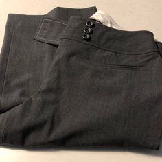 Never Worn Grey Size 2 P Julie Fit Spring Workwear Bottoms With Flat Front, Fitted Wide Leg Capris For Work, Office Flat Front Bottoms With Pockets, Fitted Capris With Pockets For Workwear, Fitted Capris With Pockets For Business Casual, Gray 4-way Stretch Pants With Pockets, Jumpsuit Trousers, Trouser Pants, Pants Color