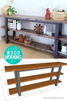 Easy DIY Modern Console Table Woodworking Plans Modern Wood Console Table, Diy Console, Modern Console Table, Diy Console Table, Free Woodworking Plans, Modern Console Tables, Modern Console, Work Bench, Diy Home Furniture