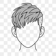 a man's head with short hair on the side, black and white clipart