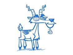 a drawing of a reindeer and its baby standing next to each other on a white background