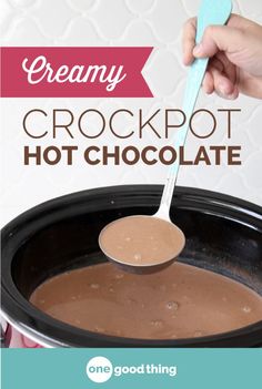 crockpot hot chocolate recipe with spoon in it