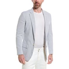 About The Brand: Classic Designs That Marry Style And Function. Blazer In Blue With Notch Lapel, Left Chest Pocket, Dual Front Pockets, Button Cuffs, And Vented Back Hem Approximately 29.5in From Shoulder To Hem Model Is 6'2.5 And Is Wearing A Size 40r. Measurements May Vary Slightly By Size. Two-Button Front 98% Cotton, 2% Elastane Machine Wash Imported Spring Cotton Pinstripe Blazer, Seersucker Blazer, Colored Blazer, Brooks Brothers, Chest Pocket, Mens Suits, Blazer Suit, Classic Design, Man Shop