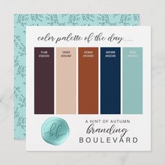 a card with the color palette for autumn