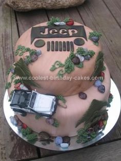 a birthday cake with a jeep on it